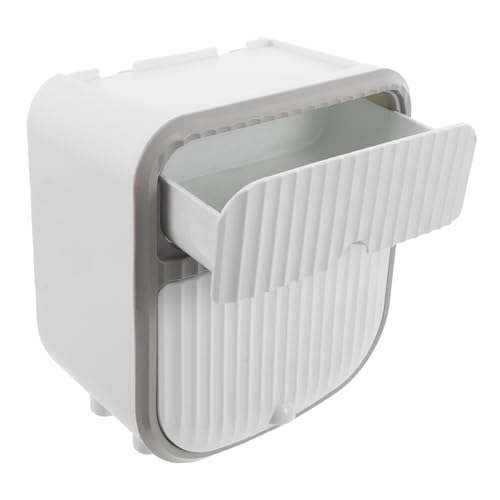 EXCEART 防水壁掛けティッシュケース 二収納付き ペット対策紙ホルダー バスルーム省スペース設計 ホワイト多機能ティッシュボックス