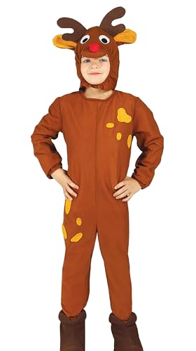 GUIRMA | Disfraz de Reno Infantil (10-12 Años) - Capucha y Mono - Disfraces de Navidad y Año Nuevo para Fiestas de Disfraces y Celebraciones - Ideal para Niños y Niñas - Marrón