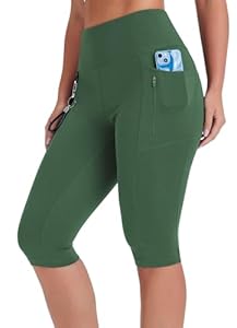 Emlovm Damen Kompressionsshorts 35,6 cm Grün