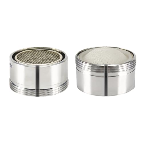 XNTONG Paquete de 2 aireadores de grifo, aireador de fregadero de cocina de rosca macho M28, aireador de grifo de latón cromado, aireador de grifo de repuesto para cocina y baño, filtro de grifo