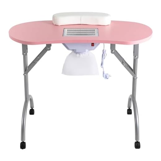 Mesa de uñas con aspiración, mesa de salón de uñas, mesa de manicura portátil, mesa de diseño de uñas móvil, mesa de uñas plegable con extracción de polvo para uñas, rodillos y soporte para la muñeca,