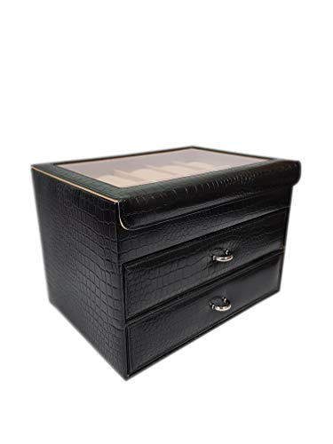 Essart Premium 30 Grid Watch Display Case/Jewellery Collection Storage Organiser with Magnetic Closure – Black