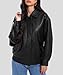 Casly Lamiit Womens Faux Leather Jacket Oversized Motorcycle Bomber Coat Winter Biker Black Jackets 2025 Trendy Street Clothes Black L