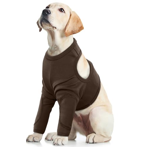 Ellenbogenschutz für Hunde, zur Erholung der Vorderbeine, verhindert das Lecken von Wunden und hält kalte Beine warm, Braun, Größe L