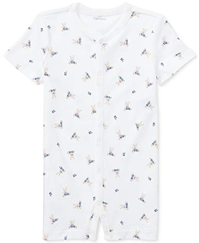 Image of Ralph Lauren Baby Boys Polo Bear Cotton Romper