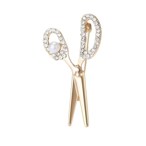 Image of Scissors Brooch Pins for Women, Barber Hairdresser Scissors Brooch Pin, Cute Scissor Brooch Lapel Pin, Bohemian Pearl Scissors Brooches Pins for Women Hat Bag Suit Dress Accessories