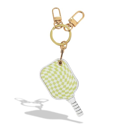 Image of Sonix Keychain Case Compatible with Apple AirTag | Protective AirTag Cover Keychain | Checkmate Green Pickleball Paddle | Pickleball Green