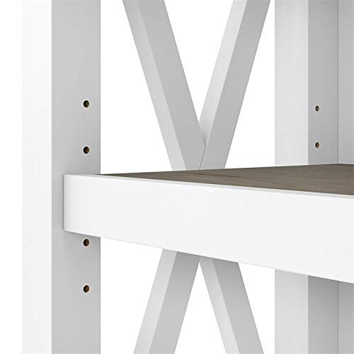 Bush Furniture Key West Tall 5 Shelf Bookcase in Pure White and Shiplap Gray