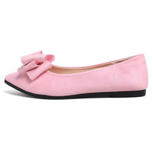 Image of TN TANGNEST Women's Flats Comfortable Dressy Slip On | Pointed Toe Bow Ballet Shoes, Business Casual Office Flats, Suede Flat Shoes