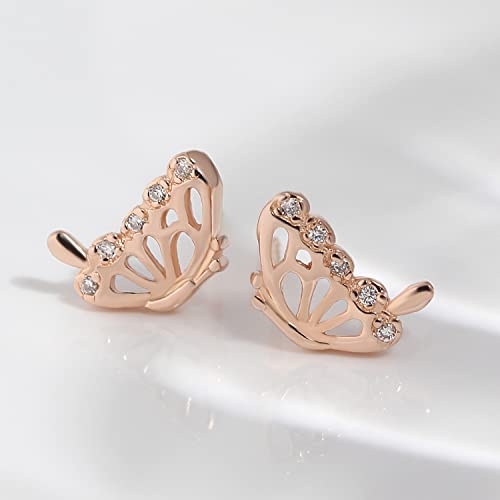 Meissa Butterfly Earrings 925 Sterling Silver Earrings For Women Hypoallergenic Stud Earrings Dainty Minimalist Jewelry Gift For Sensitive Ears (Rose Gold) #TOP1