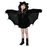 [mxcgzl] ハロウィン コスプレ 子供 コウモリ 小悪魔 吸血鬼 コスチューム衣装 2点セット キッズ用 ヴァンパイア デビル ハロウィン衣装 仮装 黒 可愛い おしゃれ 文化祭 お祭り イベント (ブラック, S)