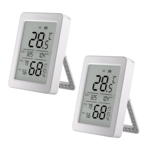 SONOFF AirGuard TH, Sensor Inteligente Zigbee de Temperatura y Humedad Interior, Pantalla LCD de 3.6'', Monitoreo en App con Gráficas, Alertas, Exportación de Datos, Visualización Remota, Pack de 2
