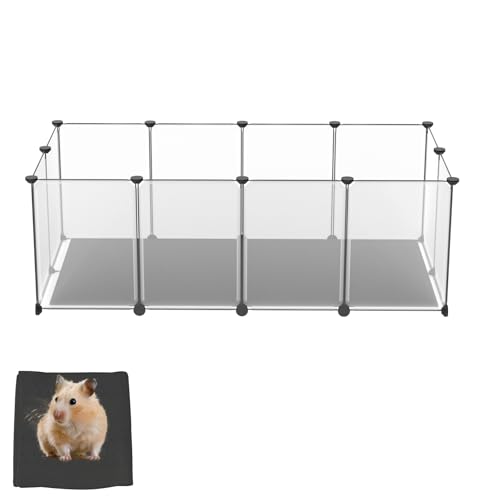 Froadp Recinzione libera in PP con base e tappetino antiscivolo, 12 pezzi, 125 × 63 × 42 cm, recinto per piccoli animali per gatti, cani e roditori, conigli, recinto per animali domestici
