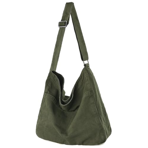 Image of KAMEILONG Canvas Crossbody Shoulder Bag Casual Hobo Bag Travel Tote Bag Messenger Bags Cute Large Purse for Women
