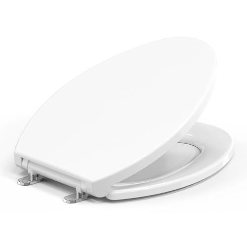 Topseat Plus Toilet Seat Elongated, Soft Close Toilet Seat, No-Slam, Magnetic Quick-Release Easy Clean, Easy Installation, SecureGrip Bumpers, Wobble-Free, Adjustable Fit, Plastic, White