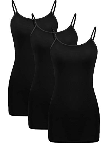 WILLBOND 3 Pieces Women Basic Long Tanks Adjustable Spaghetti Strap Camisole Top