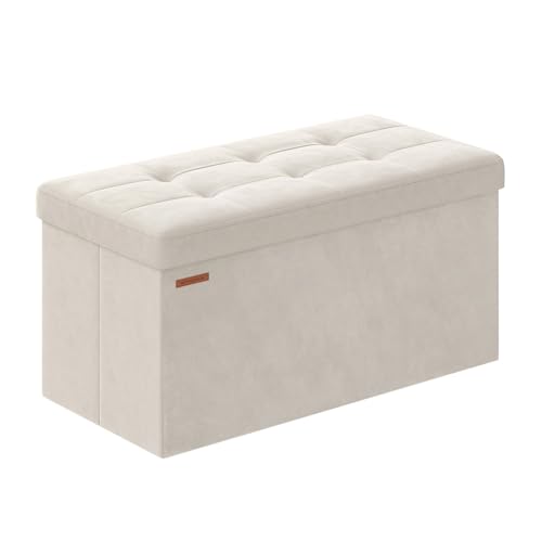 SONGMICS Mazie Storage Ottoman Bench 15x30x15 Cream White
