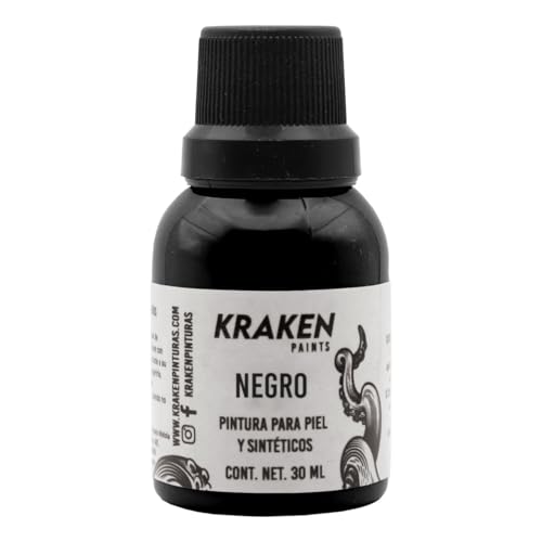 La mejor selección de Cuero Negro , tabla con los diez mejores. 45 KRAKEN - Pintura profesional para cuero, sintéticos y textiles - Colores Básicos (Negro)