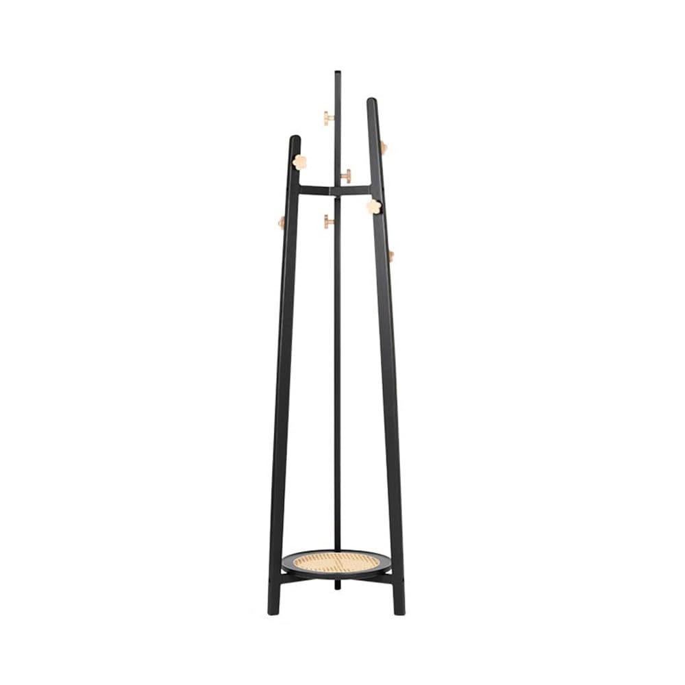 DFHS46JK Hat Rack Solid Wood Creative Floor-standing Clothes Hanger Coat Rack Bedside Entrance Does Not Occupy The New Chinese Style for Office(Dark Oak)