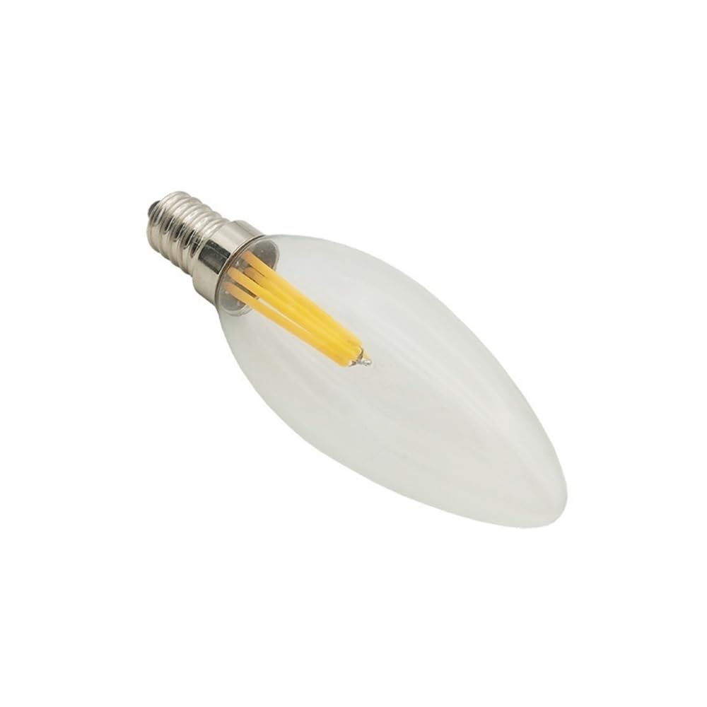 RZL Lighting, Paquete de 50 bombillas LED de filamento DC12V C35 E14/E12 1/2/3W, bombillas de cristal puntiagudas, fuente de luz, bombillas LED vintage for araña.(6500K Cool White,12V E12 3W)