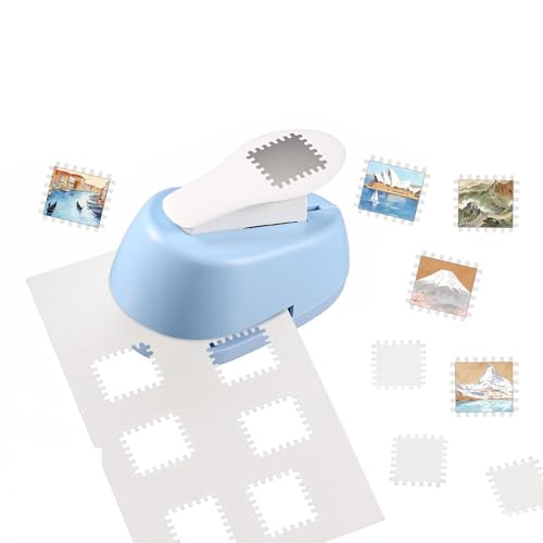 Image of Postage Stamp Punch, Stamp Puncher Tool, for Crafting Paper Crafting Scrapbooking DIY Card Making Arts Crafts Supplies, Finished Product 1.8 x 2 cm (Blue)