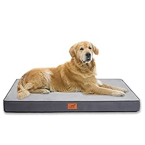 Toozey Cama para Perros Grandes/Medianos/Pequeños con Funda Extraíble Lavable, Cama Ortopédica Impermeable con Forma Huevo para Perros, Cama Colchón Transpirable para Mascotas, 104x73x8cm, Gris Oscuro
