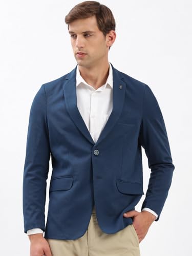 Image of SHOWOFFFF Men Solid Single Breasted Casual Blazer | Notched Lapel Full Sleeves Cotton Blazer for Mens | Slim Fit Regular Length Blazer for Men's