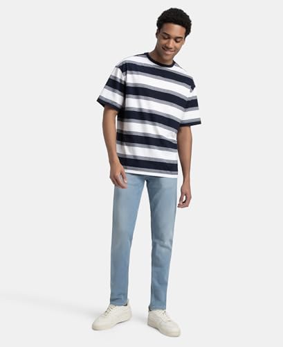 Image of Jockey UM24 Men's Super Combed Cotton Rich Striped Oversized T-Shirt