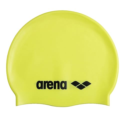 Image of Arena Classic Unisex Soft Silicone Swim Cap for Women and Men, Intensive Training and Racing Comfortable Non-Slip Long Hair Swimming Hat, Light Yellow