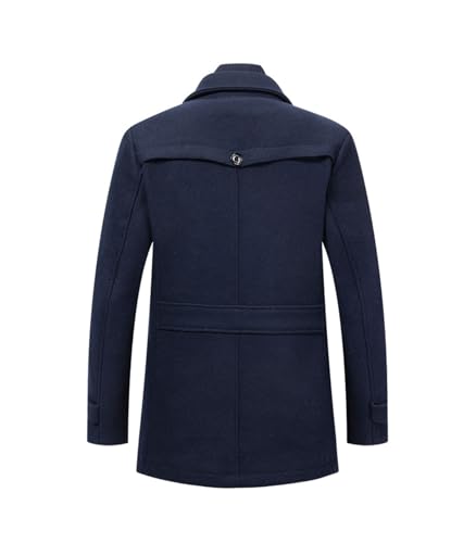 Image of INVACHI Men's Wool Blend Coat Single Breasted Trench Coat Thermal Business Winter Coat with Removeable Collar