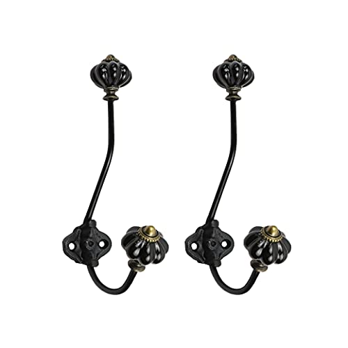 Listado y reviews de Ganchos decorativos cerámica más recomendados. 30 30GO - Juego de 2 ganchos decorativos antiguos de cerámica con tornillos, ganchos de cerámica de metal de calabaza clásico (B)