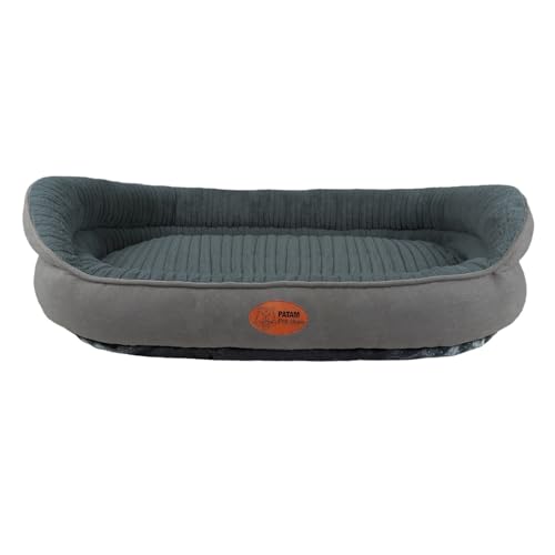 PATAM Cuccia Cane e Gatto Interno, Lettino Morbido Sfoderabile, Antiscivolo, Shiro Grigio Scuro, Extra-Large 90x70x25 cm