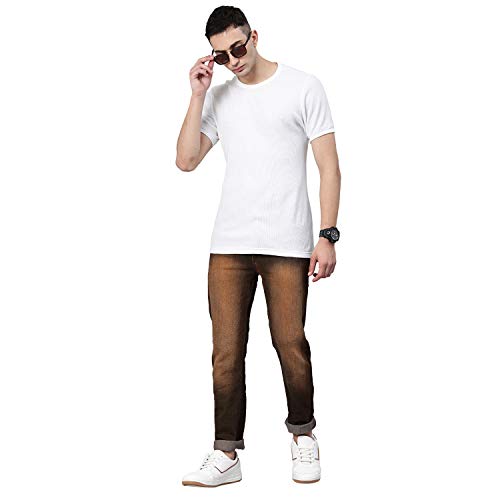 Image of Urbano Fashion Men's Chocolate Brown Slim Fit Washed Jeans Stretchable (aveps700spr-chocbrn-38)