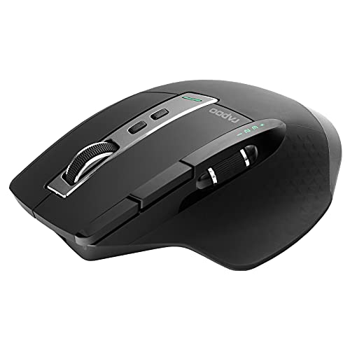 RAPOO Wireless Mouse, Multi-Device Bluetooth Mouse for Laptop, Cordless Mouse up to 3200 DPI, Rechargeable Ergonomic Mouse with Side Wheel, High Precision Laser Mouse for Computer MacBook Desktop