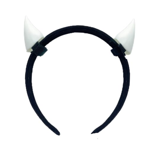 ATekatac Women Headband with 3D Devil Horns 3d Lightweight Devil Horns Headband (S White)