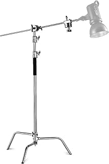 TAYGUM Pro 100% Stainless Steel Heavy Duty C Stand with Boom Arm - Max Height 11.15ft/340cm Photography Light Stand with 4ft/120cm Holding Arm