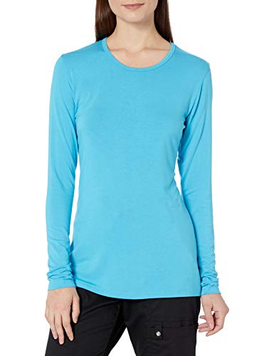 Cherokee Women's Long Sleeve Knit Shirt, Turquoise, Small