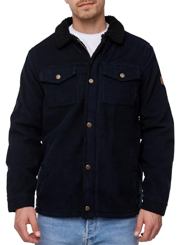 Indicode Herren Tonni Cordjacke mit Teddy-Futter | Winterjacke Herrenjacke Männer Black, XL