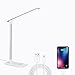Plartree Lámpara Escritorio LED,USB Eye-CaringTable Lámpara,5 Modos,10 Niveles de Brillo Regulable,Control Táctil,Lámpara de cabecera para el hogar,la oficina,el dormitorio,la Lectura (plata)