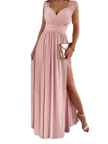 Onsoyours Sommerkleid Damen Rückenfrei Maxikleid Strandkleid V-Ausschnitt...