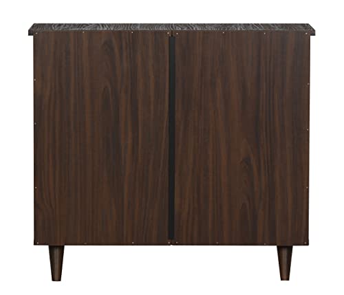 Image of DeckUp Noordin 2-Door Engineered Wood Shoe Rack (Walnut, Matte Finish), 34X77X68 Cm