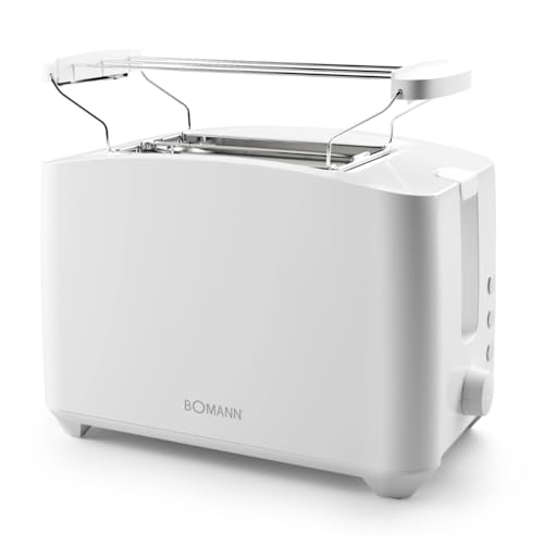 Bomann® Toaster 2 Toastschlitze | Toaster mit Brötchenaufsatz | 2-Scheibentoster mit Liftfunktion | Toster mit Auftau- und Aufwärm-Funktion | für Brötchen und Toast | TA 6065 CB weiß