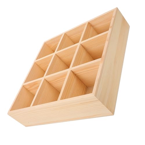 PRETYZOOM Soporte de Madera para Bolsitas de Té 9 Compartimentos Caja Organizadora para Sobres de Azúcar y Café Contenedor Compacto para Almacenamiento Cocina y Cafetería