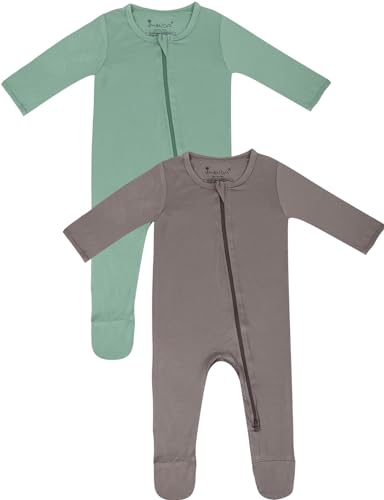 Image of Jimonda Bamboo Baby Pajamas,Unisex Boys Girls One-Piece Footies,Long Sleeve Sleepers 2-Way Zip closure Romper