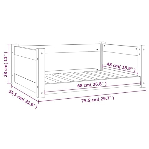 vidaXL Hundebett 75,5x55,5x28cm Kiefer Massivholz