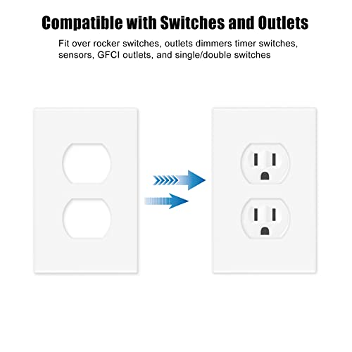 Mllizh 1-Gang Screwless Decorative Wall Plates, Stander-Size Unbreakable Thermoplastic Faceplate Cover For Decorator Receptacle Outlet Switch, White (10 Pack, Single Duplex-White) #TOP3