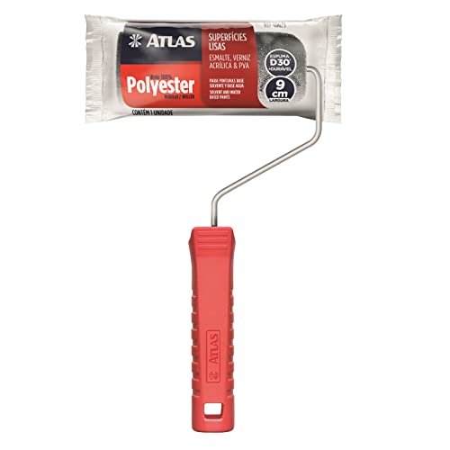 Atlas - Rolo de Pintura de Espuma de 9cm em 100% Poliéster e Com Densidade 30 (kg/m³), Cor Cinza