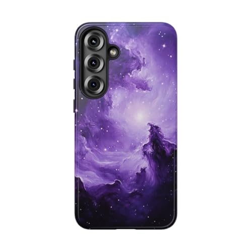 Coque Samsung S25 Plus rigide premium finition brillante motif nébuleuse violette