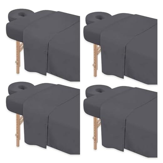 FUNLIYING 4 Sets Premium Microfiber Massage Table Sheets Set 3 Piece Set Includes Massage Table Cover Fitted Sheet and Fitted Face Rest Cover, Grey