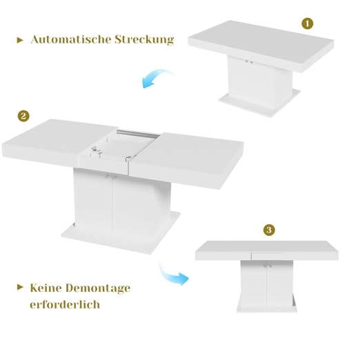 Table à Manger Moderne Minimaliste blanche de 140 à 180cm, table extensible gain de place - 4
